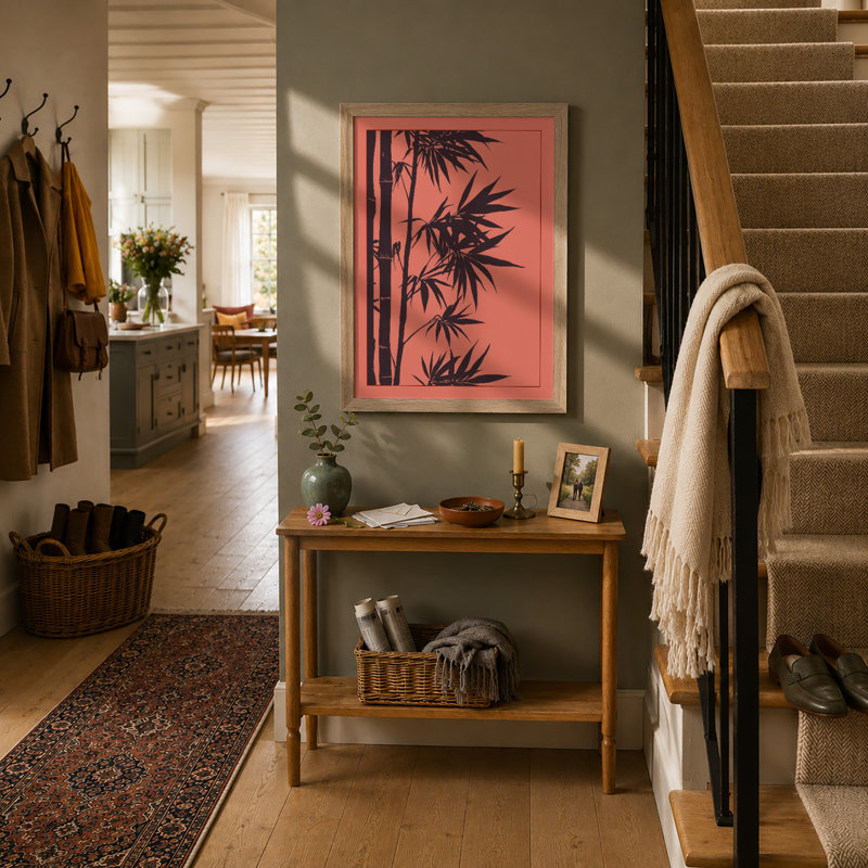 Bamboo Silhouette Botanical - Framed Print, A2 - 59.4 x 42.0 cm, Oak