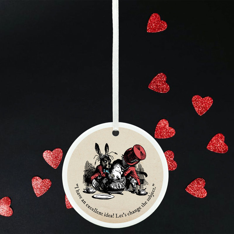 Excellent Idea Alice in Wonderland Circle Shaped Ceramic Ornament Bauble