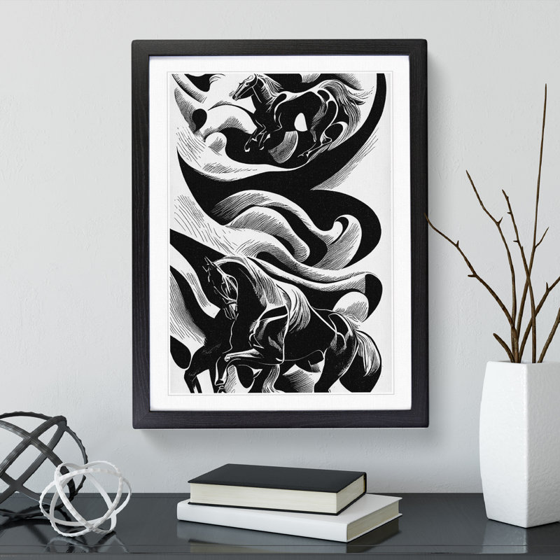 Monochrome Horse No.2 - Framed Print, Black, 46cm H x 34cm W x 2cm D