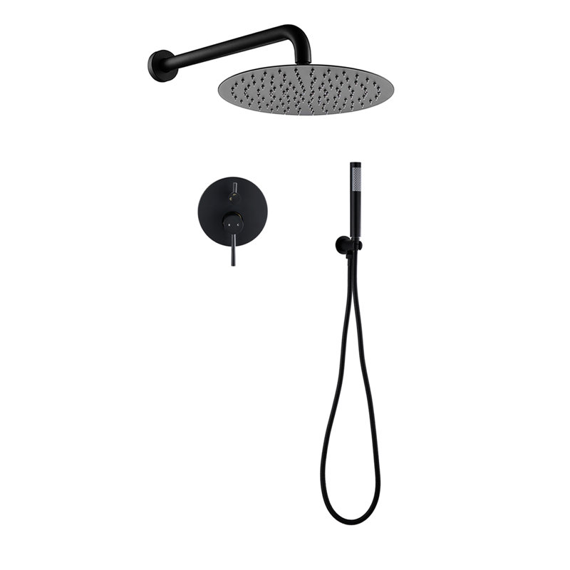 Pommeau de douche noir mat de 25 cm : effet pluie et douchette, laiton pour une expérience élégante et raffinée