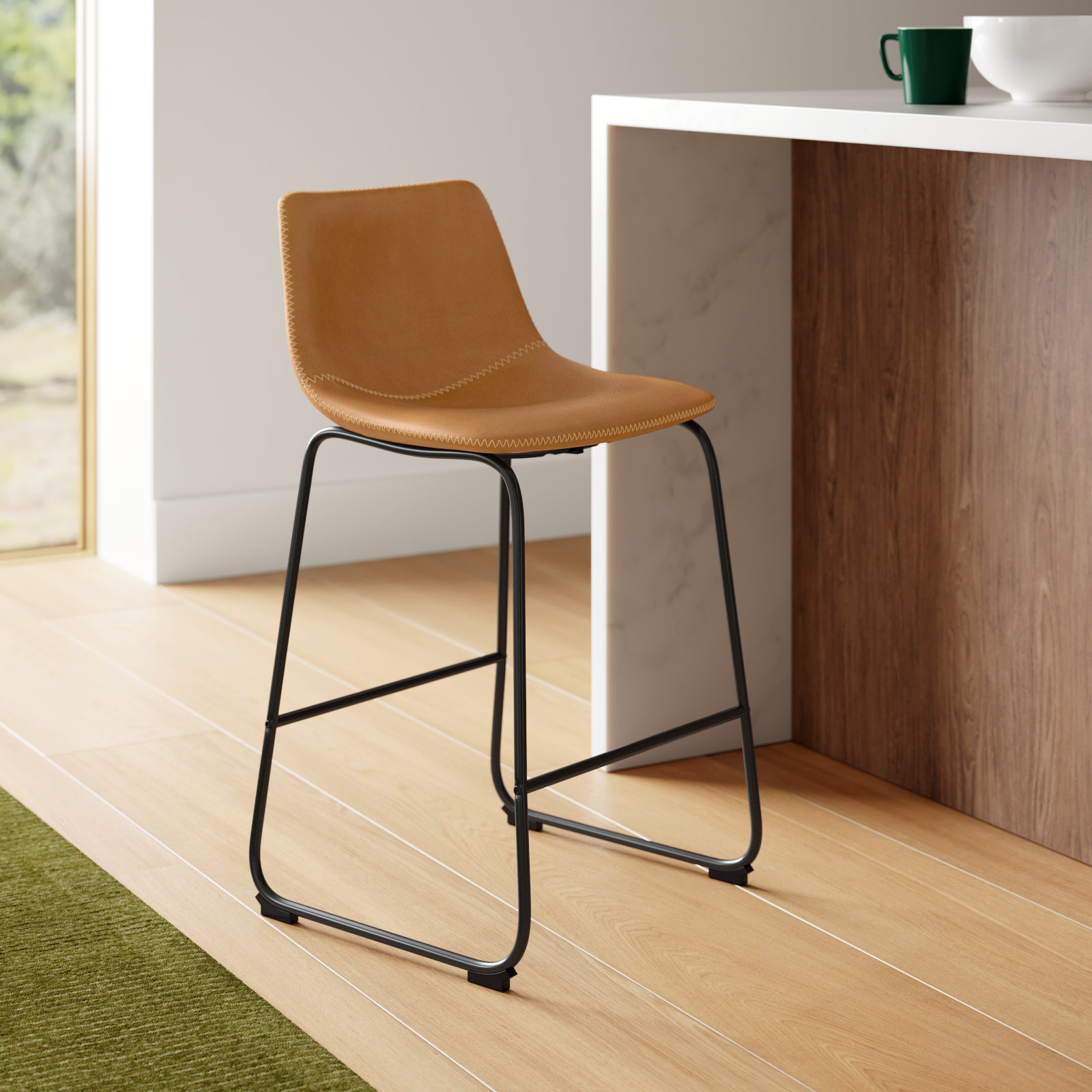 Nia Bar and Counter Stool, Light Brown, Black, Counter Stool (24" Seat Height)