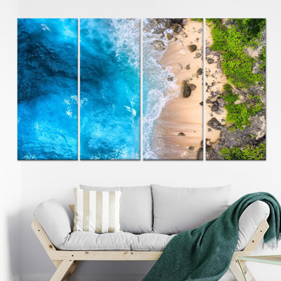 Ocean Serenity: Printed Canvas Artwork for Elegant Beach Decor,4P Wrapped Canvas