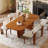 Nakema 78'' W Brown Wood Dining Table For 6-8 People, Modern Rectangle Kitchen Table With Wood Base For Dining Room
