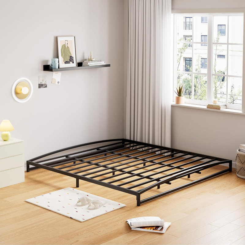 Low Bed Frame Full Size - 6/10 Inch Heavy Duty Metal Platform Mattress Foundation No Box Spring Needed  Noise-Free