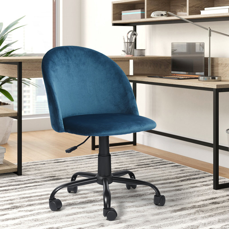 Leontion Velvet Office Chair, Dark Blue