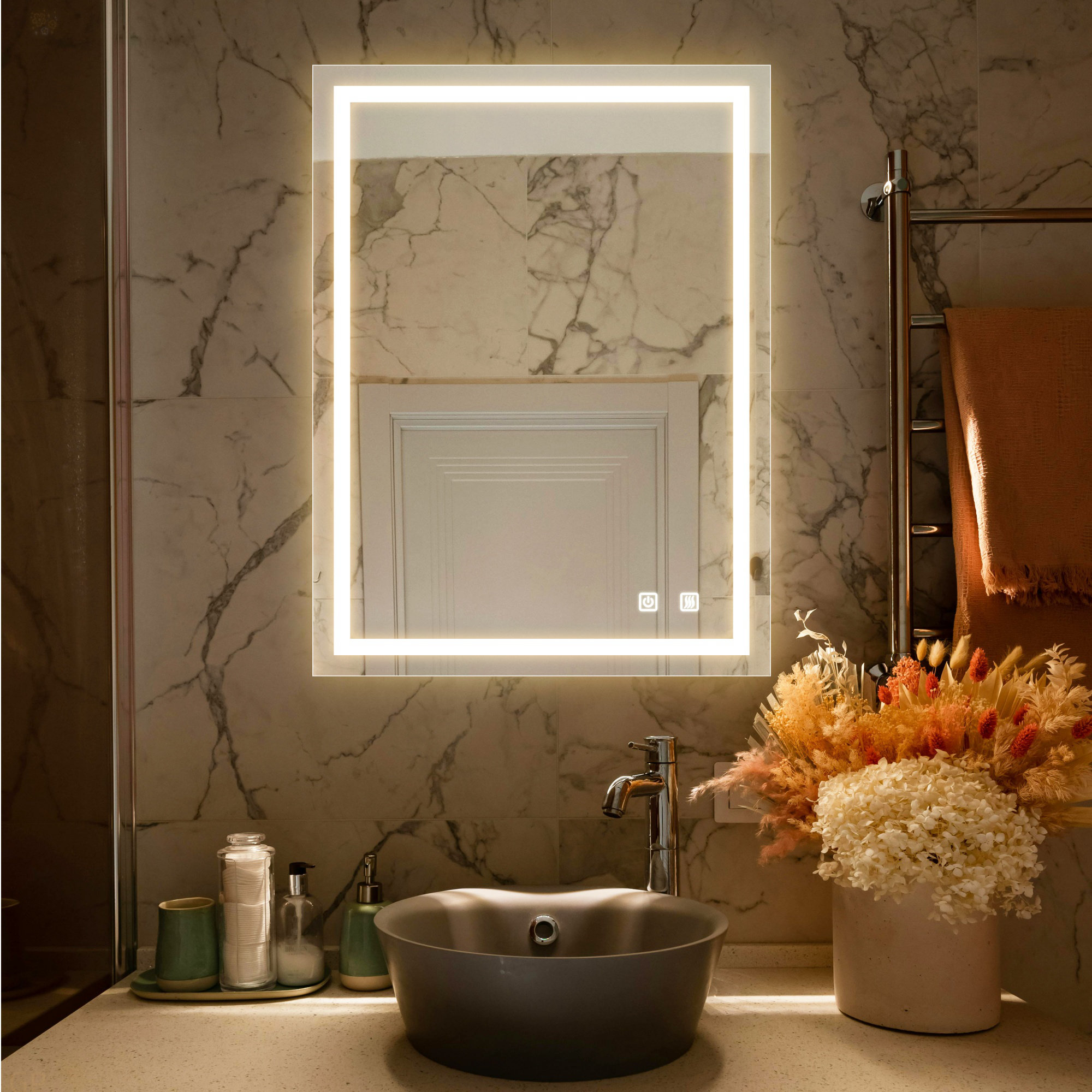 Ivy Bronx 36X28 Inch Bathroom Led Classy Vanity Mirror With Focused ...