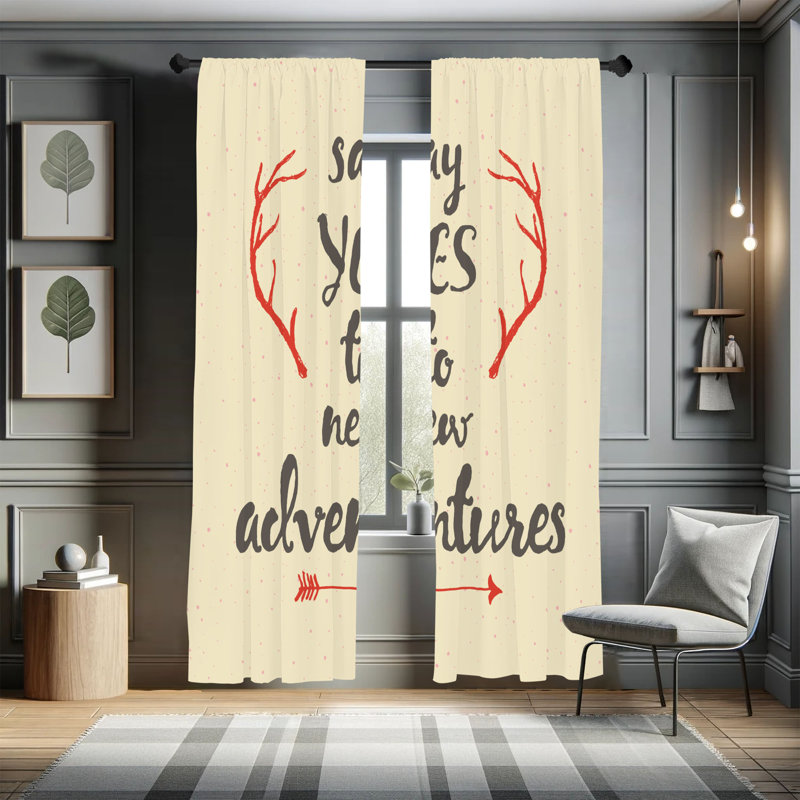 Rideaux d'aventure Ebern Designs, L 28 po x L 63 po, Jaune pastel