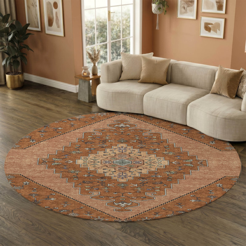 Tapis lavable à la machine de qualité supérieure Mayfield AMF2472, Paprika, 8' Round
