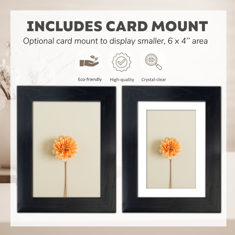 Picture Frame - Set of 3 with Mat, Black