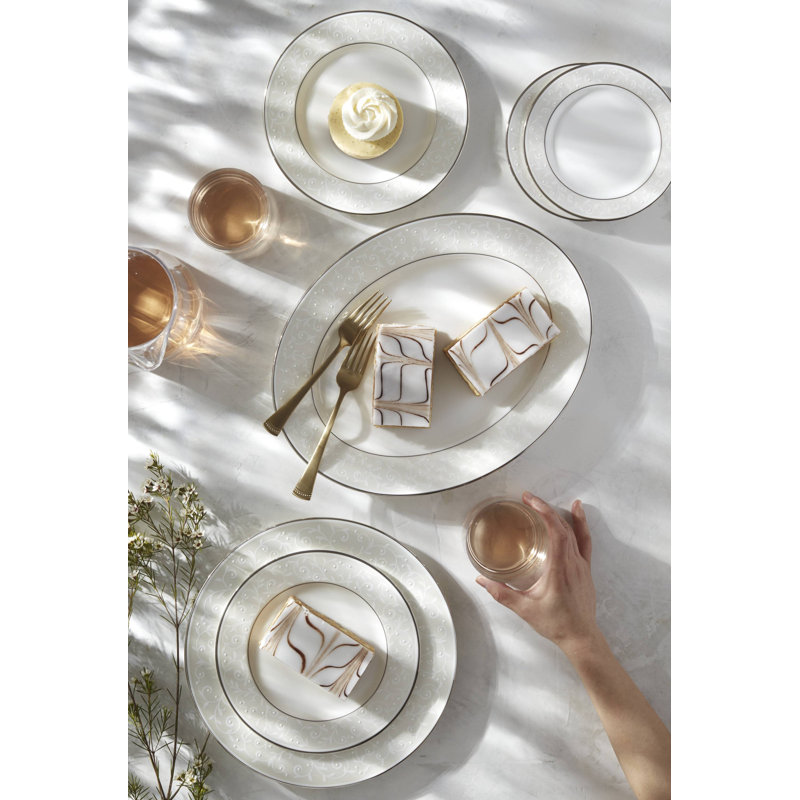 Lenox Opal Innocence Silver Bone China 5 Piece Place Setting, Service for 1, Off-White