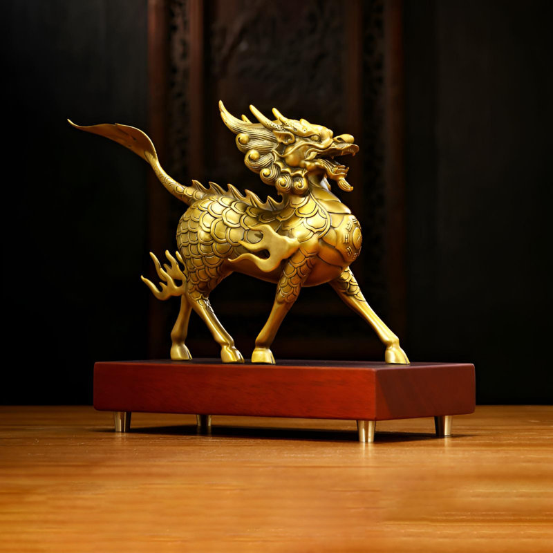 Pièce maîtresse complexe en laiton Qilin