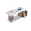 Bureau blanc rectangulaire en bois manufacturé avec 3 tiroirs-109763130