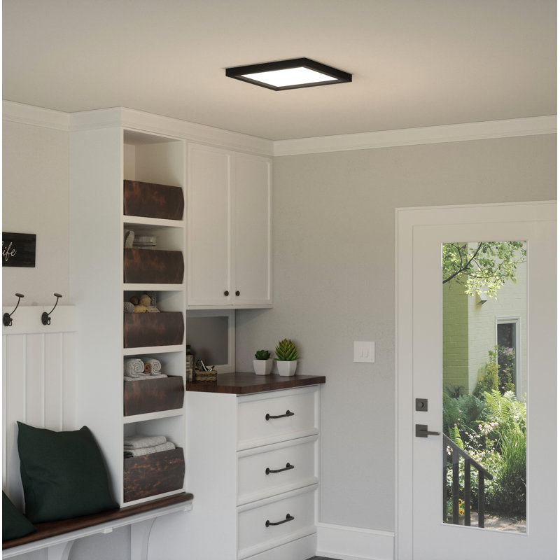Plafonnier encastré 1 lumière DEL Quoizel, Noir terre, H 1 po x l 15 po x P 15 po