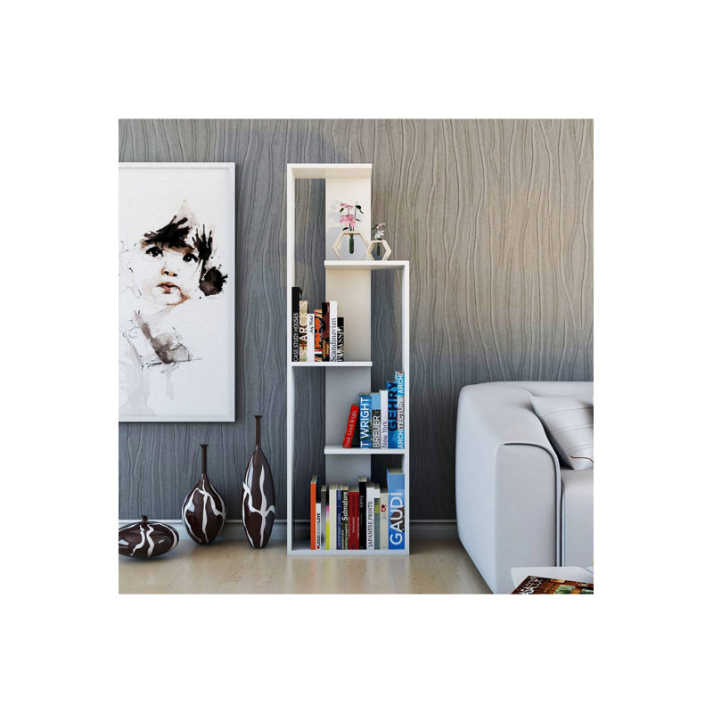 Artsiom 160cm H x 50cm W Geometric Bookcase, White