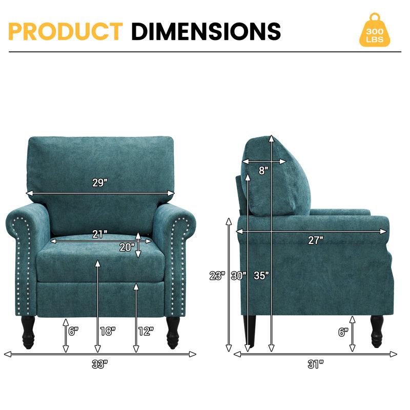 33" Schneier Single Cushioned Armchair, Green