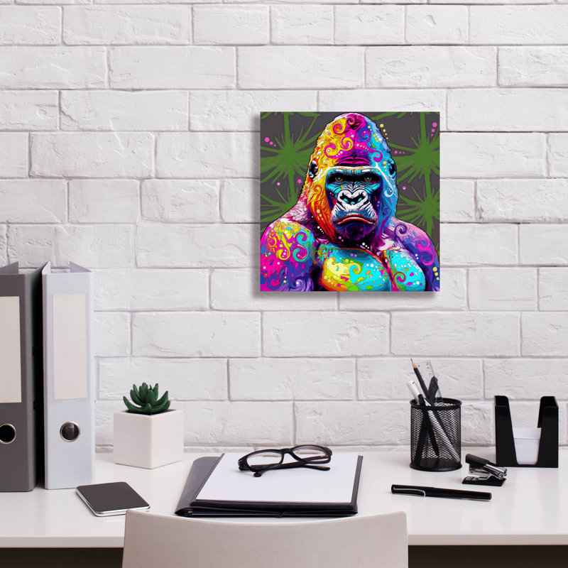 «Gorilla Stare» par Dean Russo, art mural sur toile, H 12 po x l 12 po x P 0,75 po