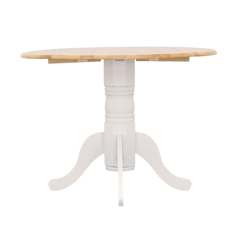 Table de salle à manger ronde naturelle brun et blanc avec abattant