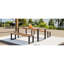 Table de salle à manger d'extérieur 3 pièces avec 2 bancs, ensemble de salle à manger de patio avec surface unique, plateau en bois d'acacia et structure en acier