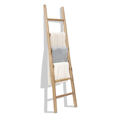 Fully Assembled 6Ft Wood Blanket Ladder Living Room Decorative Wall Leaning Farmhouse Quilt Display Holder Rustic Wooden Towel Rack For Bathroom
