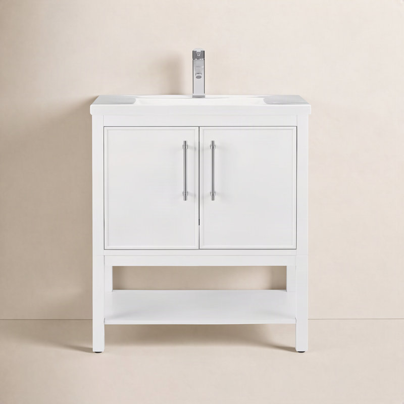 Ensemble de meuble-lavabo simple 30 po Jewell, Blanc / nickel brossé