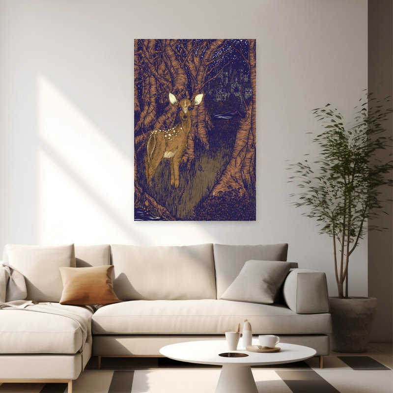 «I Have Far To Run», art mural contemporain grand animal, H 60 po x l 40 po