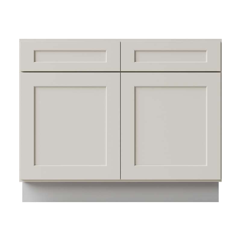 Sinber 42"W x 34.5"H x 24"D RTA Sink Base Kitchen Cabinet with Creme Birch Solid Wood Construction and Soft-Close Shaker Style Doors, Ready to Assemble
