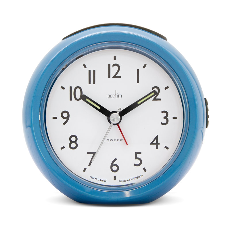 Acctim Grace Non-Ticking Sweep Analogue Bedroom Alarm Clock, French Blue