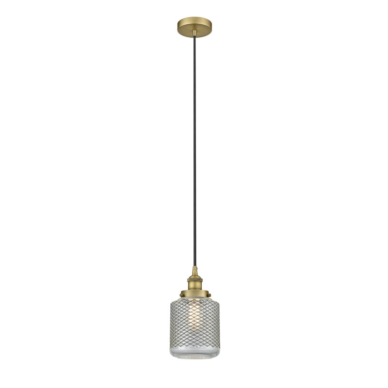 Luminaire suspendu cylindrique à 1 lumière Iyana, Laiton brossé