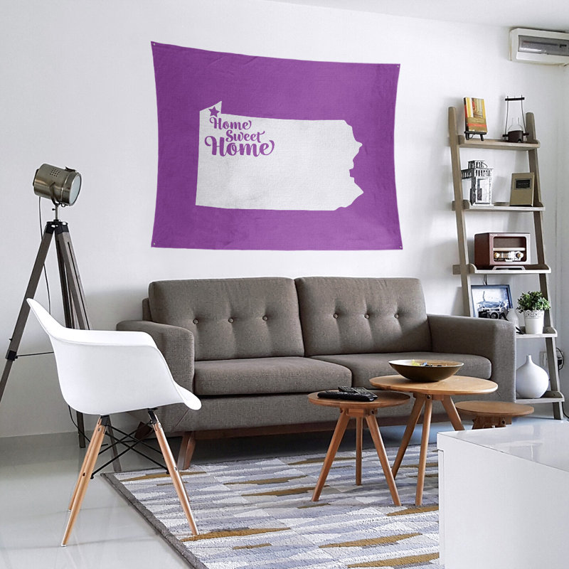 Tapisserie Home Sweet Erie, H 51 po x l 60 po, Violet
