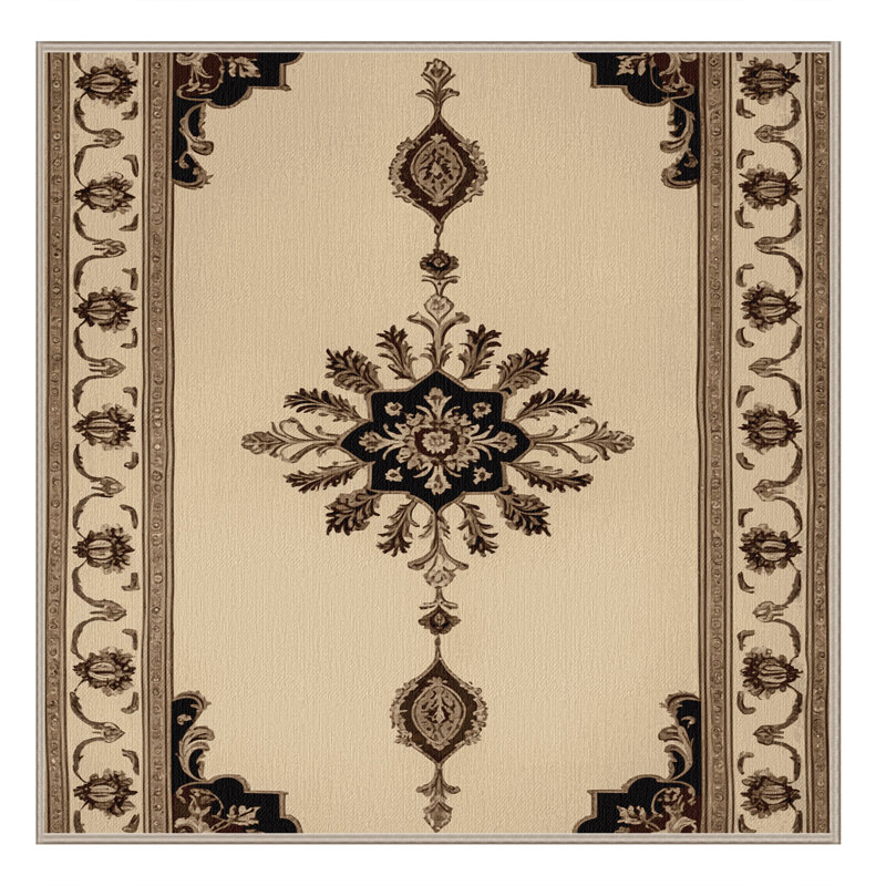 Tapis brun français lavable à la machine, Carré 6 pi