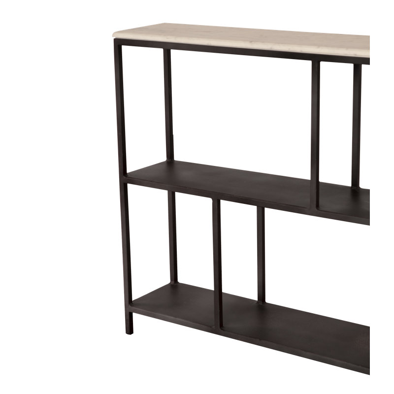 Elidona 30" Black and White Iron Three Tier Geometric Bookcase