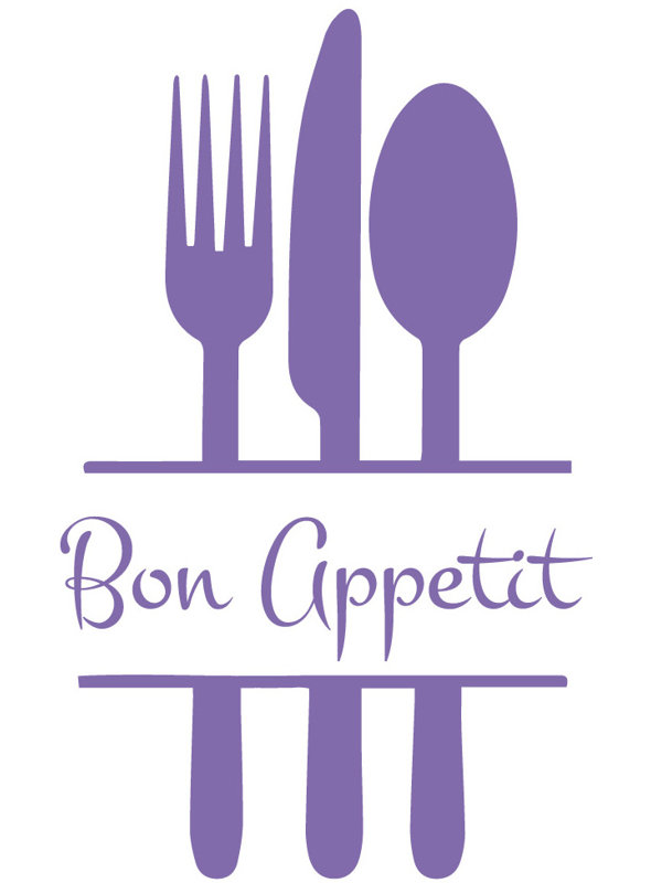 Décalcomanie murale de cuisine bon appetit, H 57 po x l 35 po x P 0,01 po, Lavande
