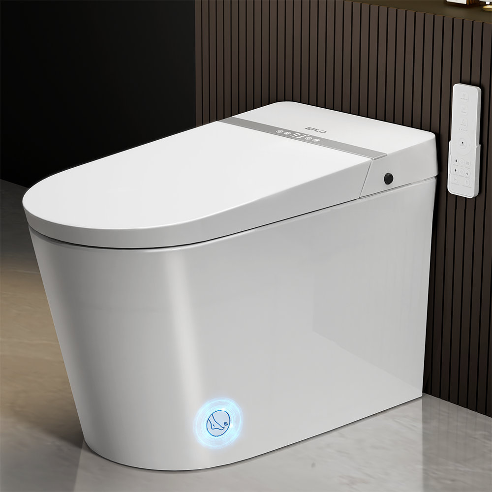 Smart Toilet Bidet Dual-Flush, LED Digital Display, Auto Open/Close Lid, Foot Sensor Open Seat/Close Lid & Flush,Blackout Flush,Elongated Bidet Toilet EPLO