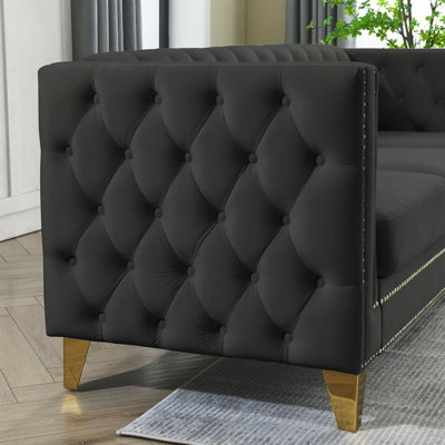 Canapé d'angle en velours, canapé sectionnel, canapé d'angle 5 places avec 3 coussins pour salon, chambre, appartement, bureau