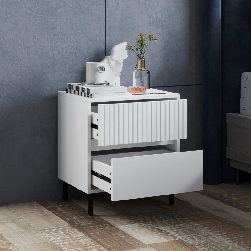 45cm W Engineered Wood Bedside Table