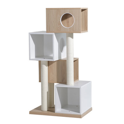 4-Cabin Solid Wood Multi-Tier Cat Tree