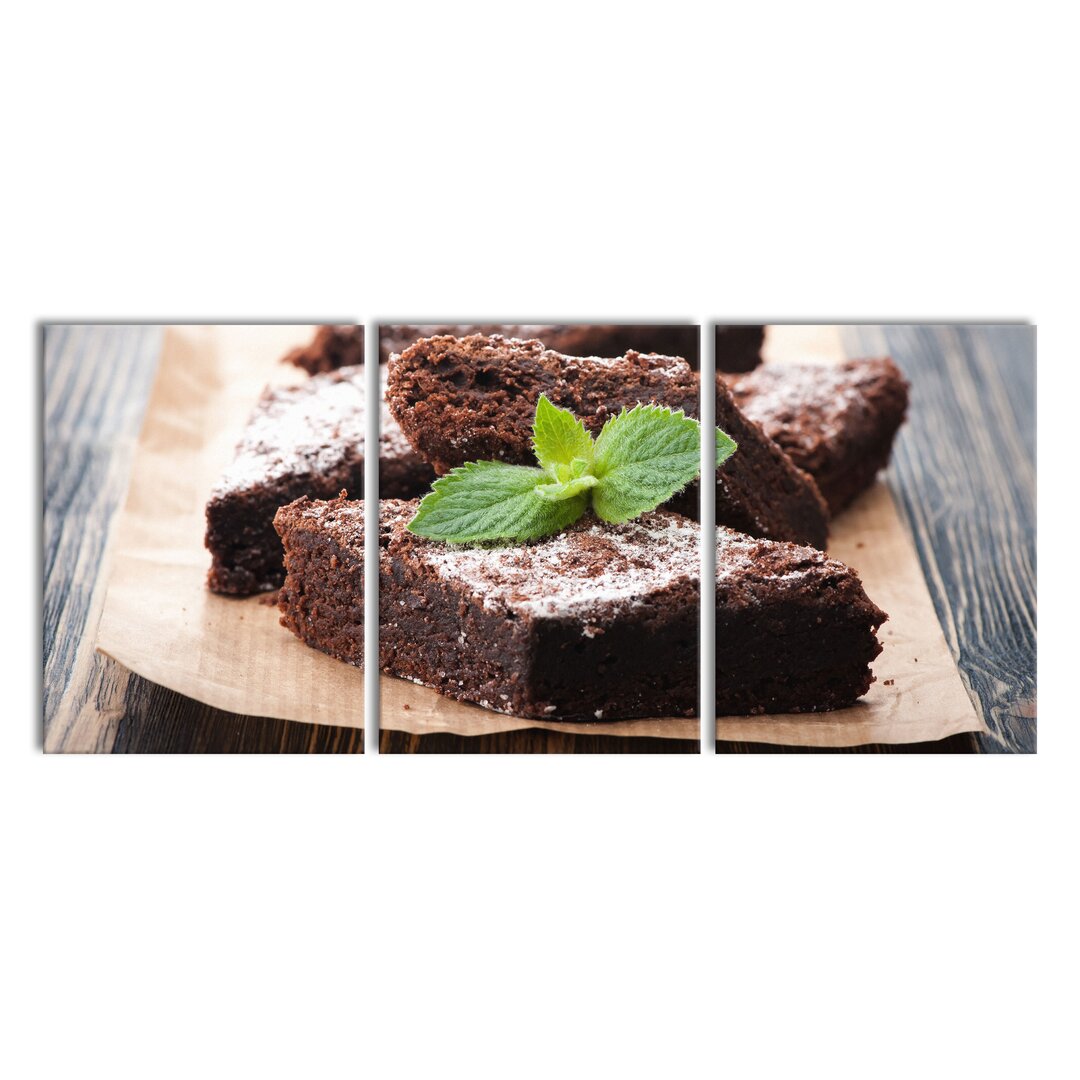 3-tlg. Leinwandbilder-Set Schokobrownies