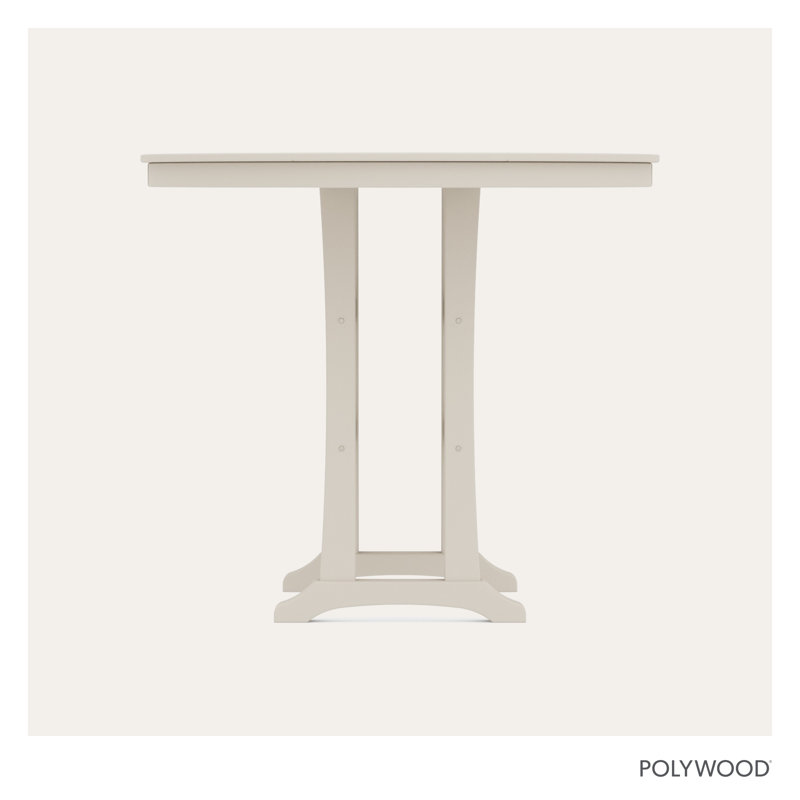 Nautical Trestle  Round Bar Table, 48" W x 48" L x 42" H, Sand