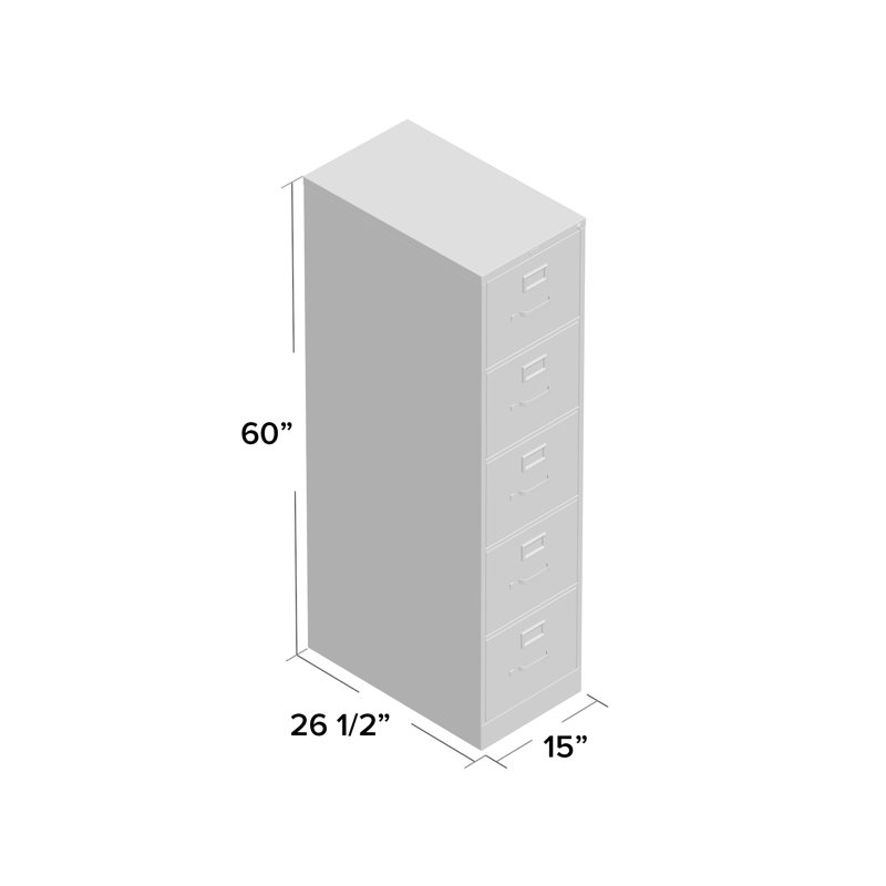 310 Series 5-Drawer Vertical Filing Cabinet, Charcoal