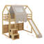 Lit simple mezzanine en bois en forme de maison avec une tente-2112947352-2092071041
