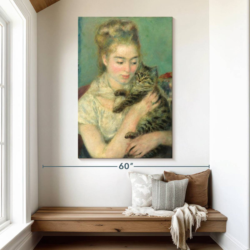 Leisha Woman With A Cat, 51" H x 34" W