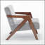 Fauteuil d'appoint Mid-Century moderne avec structure en bois, fauteuil de lecture rembourré avec tissu en lin doux, fauteuil d'appoint pour le salon, la chambre à coucher, facile à assembler