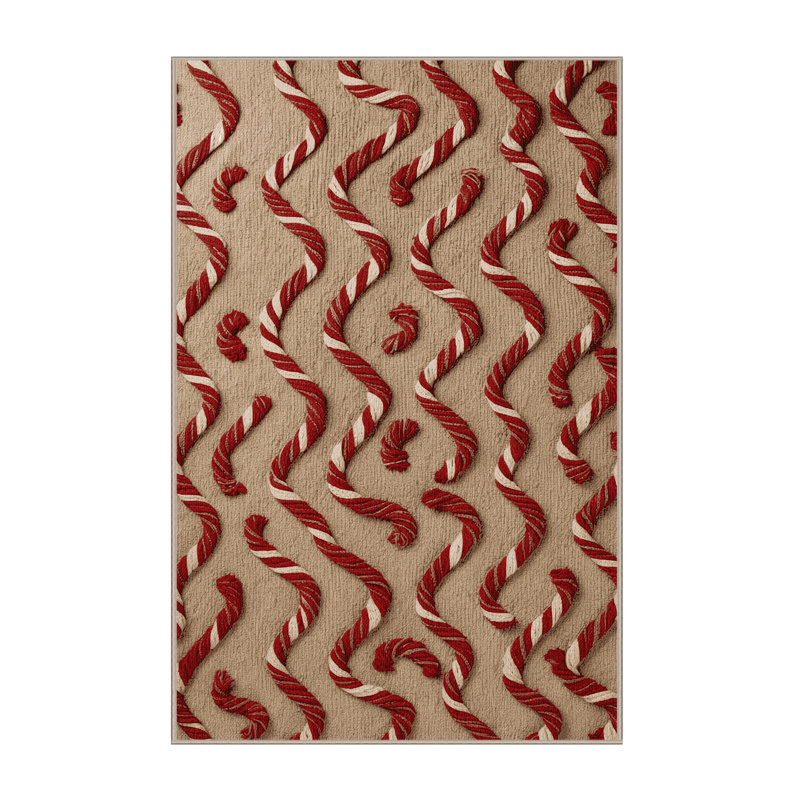  Tapis lavable à motif de cannes de bonbon, Rectangulaire 2 pi x 3 pi