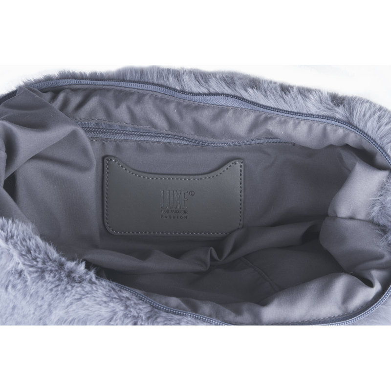 Latitude Run® Fashion Classic Faux Fur Handbag, Gray