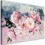 Pink Flowers And Butterfly - No Frame Print on Canvas-98483802