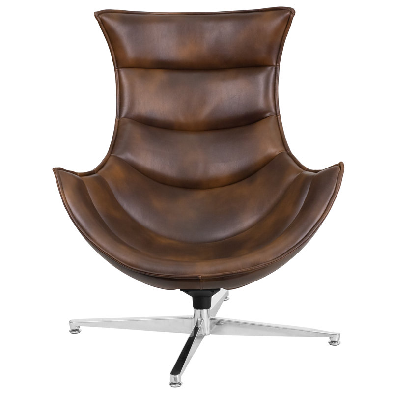Wyndham Home Office Swivel Cocoon Chair - Living Room Accent Chair, Bomber Jacket Faux Leather