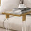 Table d'appoint dorée, table de canapé en acrylique, table carrée en C avec plateau en verre et base en métal pour le salon, la chambre à coucher, le balcon, la maison et le bureau