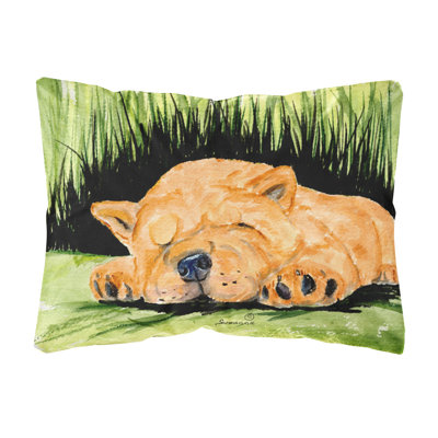 Coussin décoratif intérieur/extérieur brun/vert chow chow