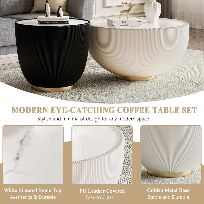 Ensemble de tables basses Modern Modern, Noir / blanc