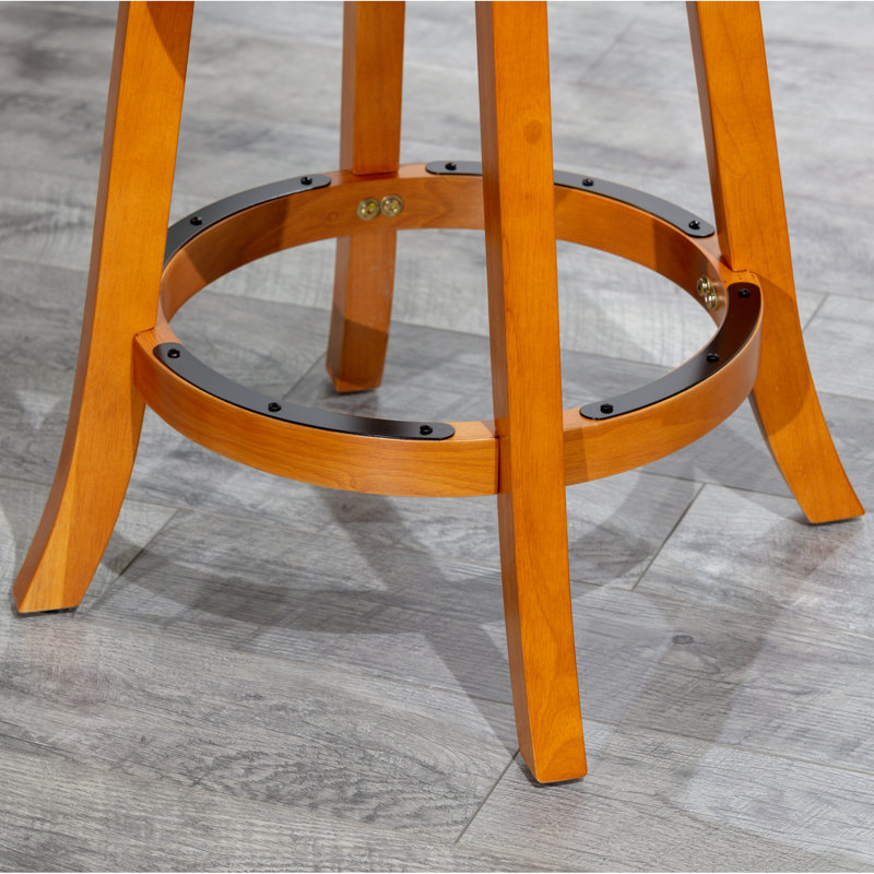 Tabouret de bar de 30 po avec finition naturelle et coussin de siège en tissu gris anthracite pour plus de confort, Naturel